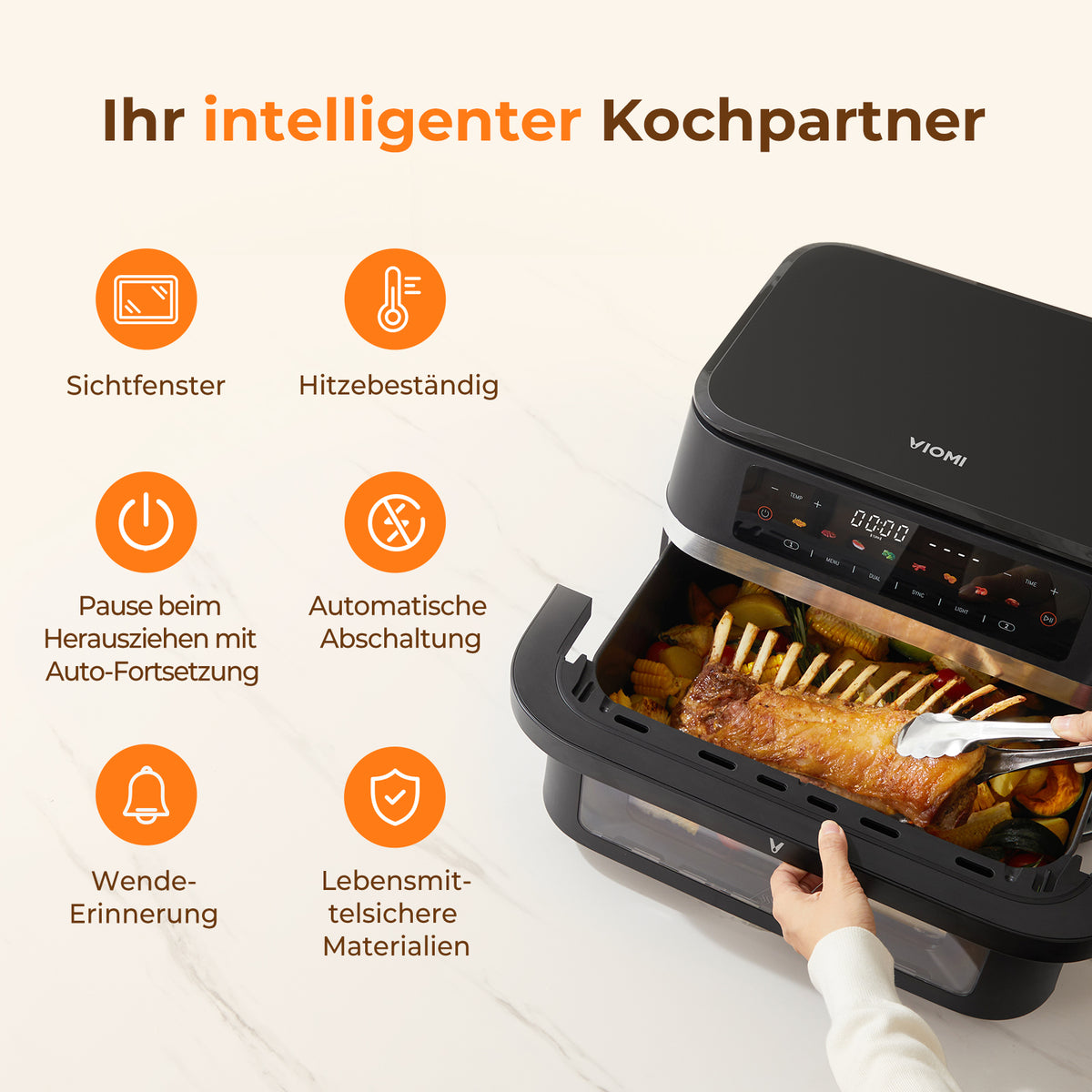 VIOMI 11L Vortex Pro Flex Heißluftfritteuse mit Trennwand