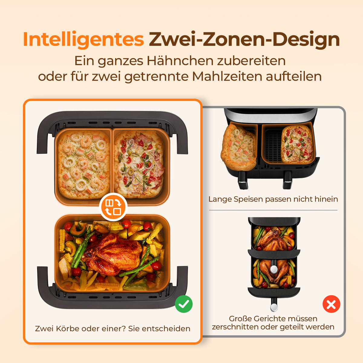 VIOMI 11L Vortex Pro Flex Heißluftfritteuse mit Trennwand