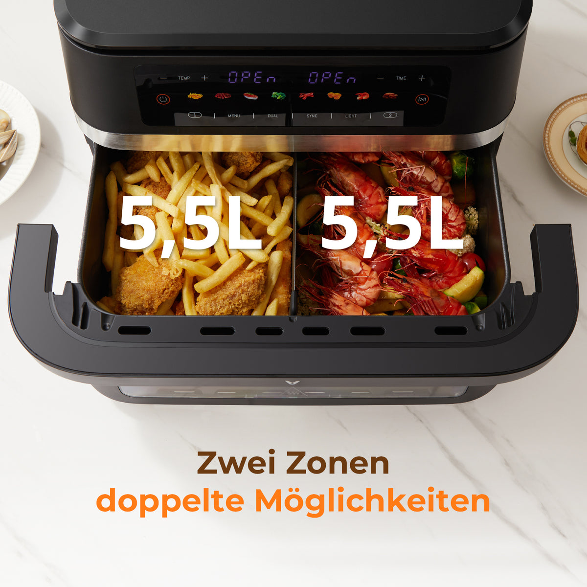VIOMI 11L Vortex Pro Flex Heißluftfritteuse mit Trennwand